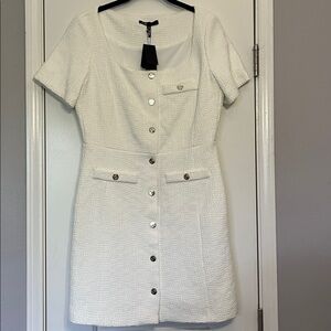 Maje White Ralasila Textured Mini Dress